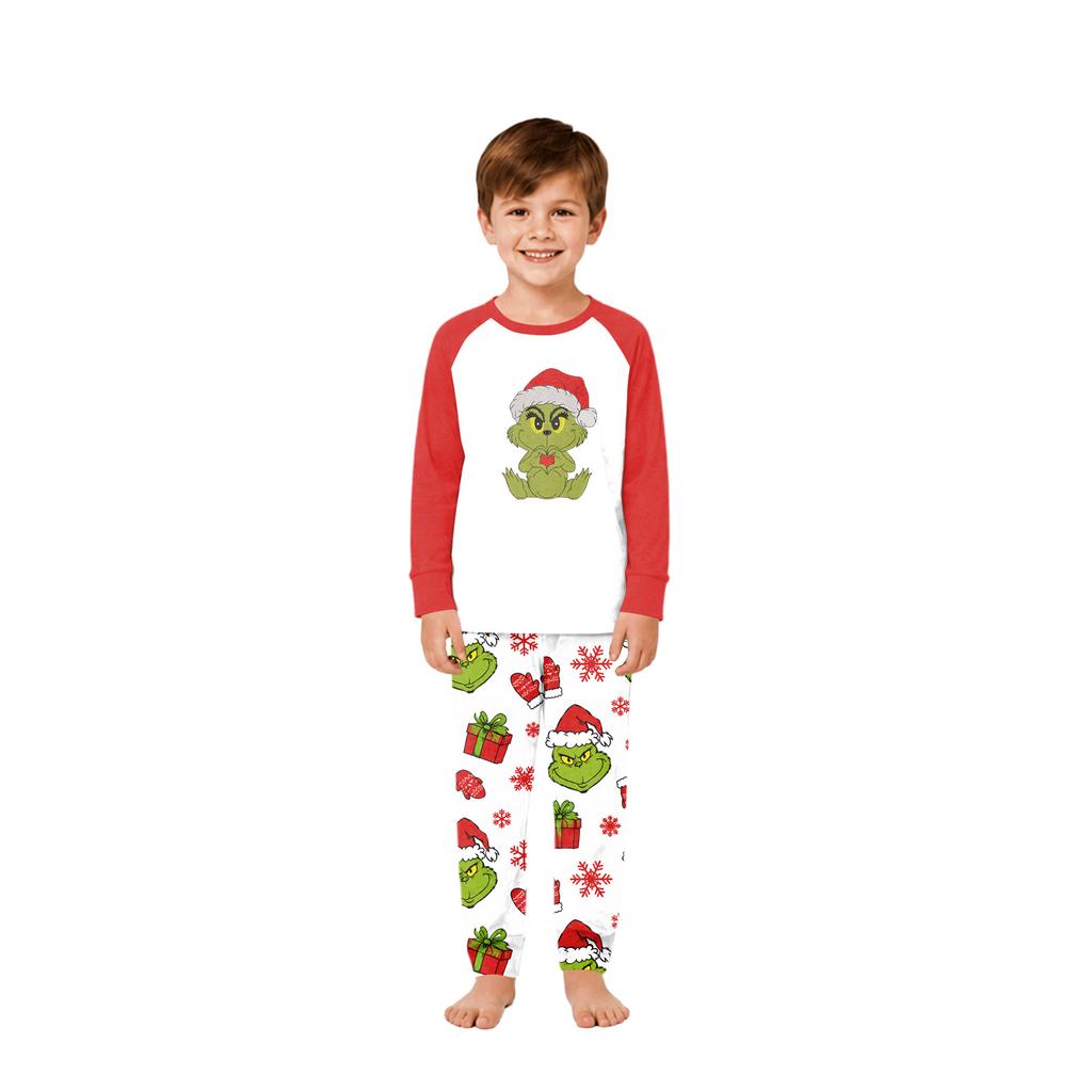 Matching Family Christmas Print Pajama Set with Long Sleeve and Pants for Holiday Loungewear
