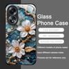 White Camellia Flower Marble Texture Tempered Glass Phone Case for OPPO Realme 13 Pro Plus 12 11 10 9i C55 X7 GT Neo 2 3T Cover