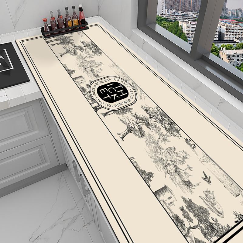Washable, no-wash kitchen countertop protector, waterproof, oil-proof, heat-insulating, simple table mat, non-slip mat