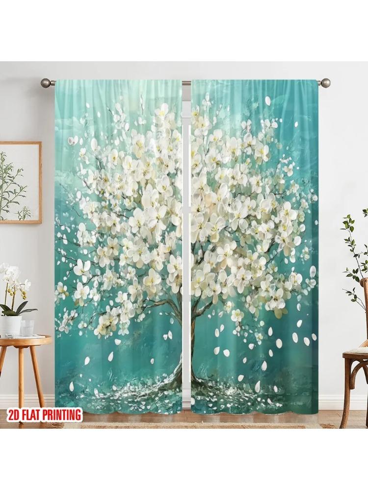 

2pc 2D plane printing Light Filtering Curtains Blossom Symphony(1) Versatile Durable Polyester (without rod) Holiday Ldeal for 100*130 Rod Pocket 1pcs