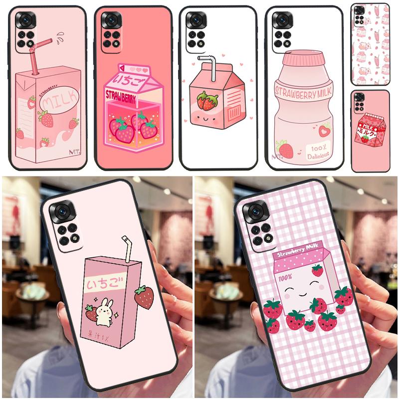 Cute Strawberry Milk Box Funda For Xiaomi Redmi Note 14 13 9 10 11 12 Pro 9S 10S 11S 12S Redmi 13C 10C 12C 14C Case