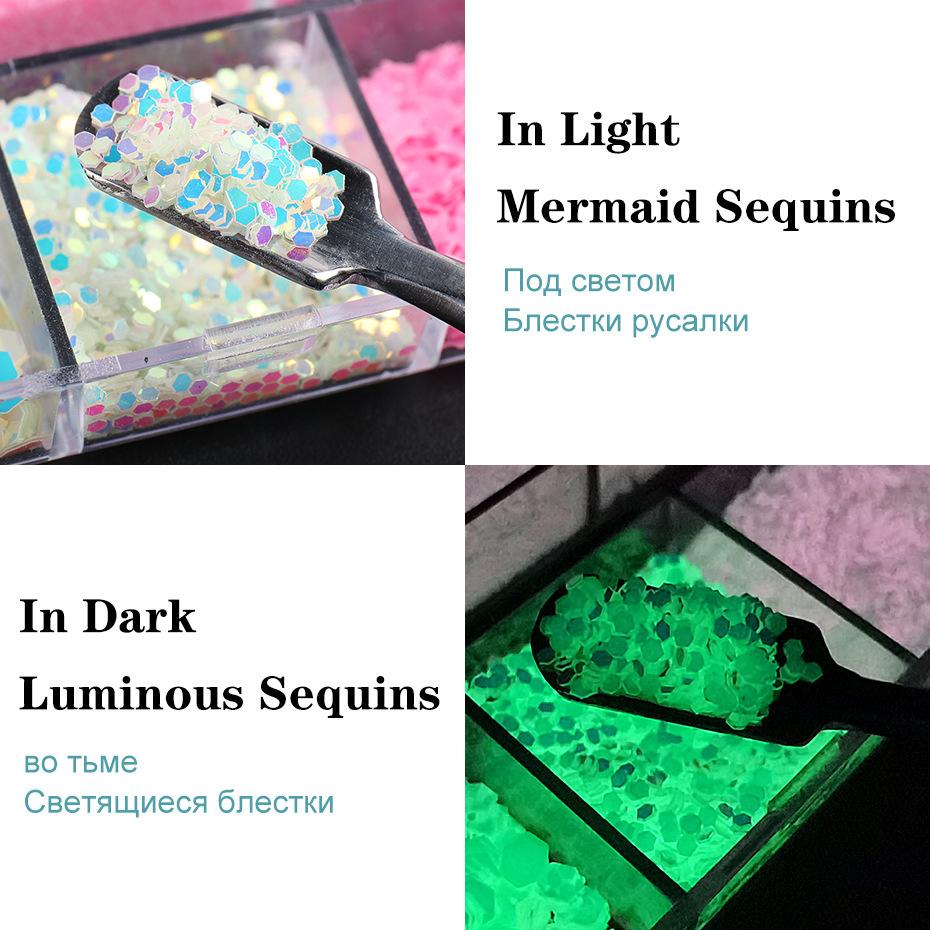 Nail Art Jewelry Sequins 12 Grid Luminous Love Butterfly Mixed Opposite Sex Nail Decorations