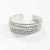 Multi - Layer Open Bangle Bracelet Full Rhinestone Stacked Cuff Jewelry for Women Silver Fashion