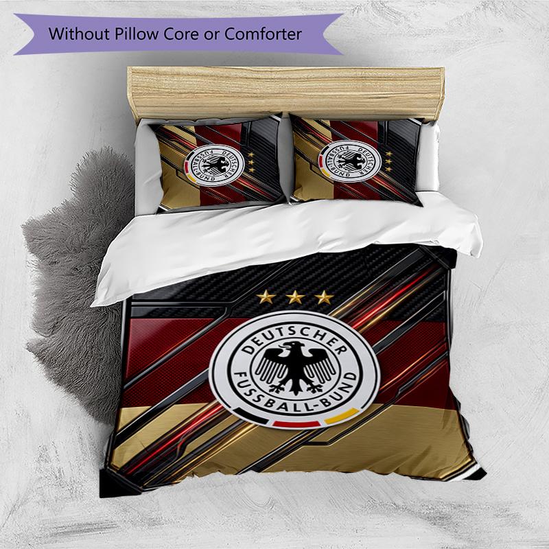 Germany Football Printed Bedding 3 Piece Set Cozy Breathable Bed Cover Set as Housewarming Holiday Gift