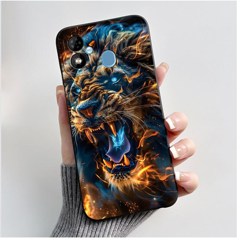 Phone Case For Itel A33 Plus Bumper Soft Silicone Jelly Black Case Aesthetic Popular Pattern Flower Lotus Shockproof Cover