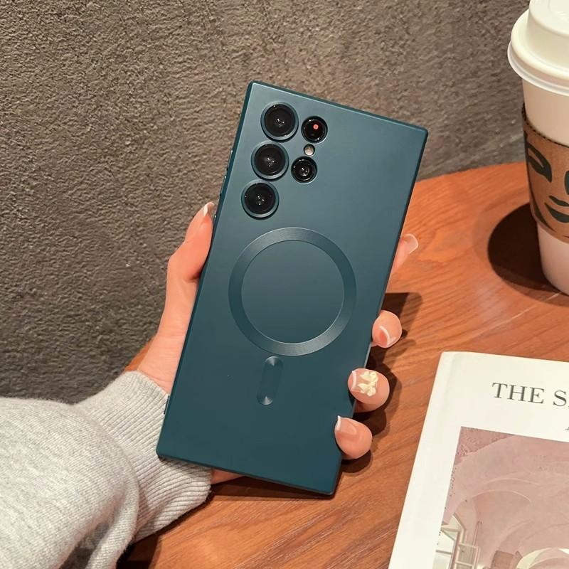 Suitable for Samsung S25ultra Phone Case Magnetic Suction S24plus Full Inclusive S23FE Matte S22u Lens Film Soft Case