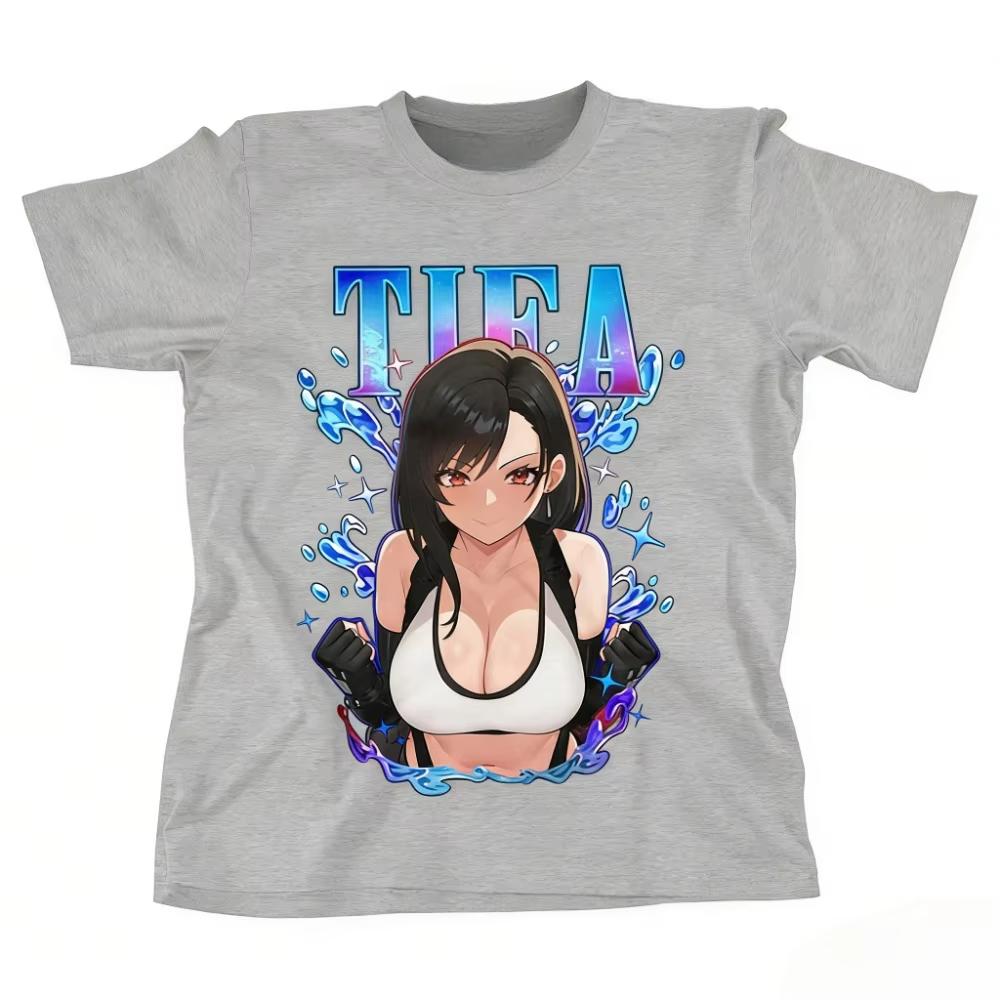 2026 New Summer Tifa Lockhart FF7 Retro Tshirt Waifu Tshirt Final Fantasy 7 Tshirt Mens and Womens Summer Fashion Top
