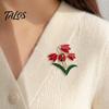 Long-lasting Flower Brooch Enamel Tulip Ladybug for Women, Oil-Dripping Ladybird Oxidation Resistant Lapel Pin, Sweater Cardigan Coat Suit Scarf