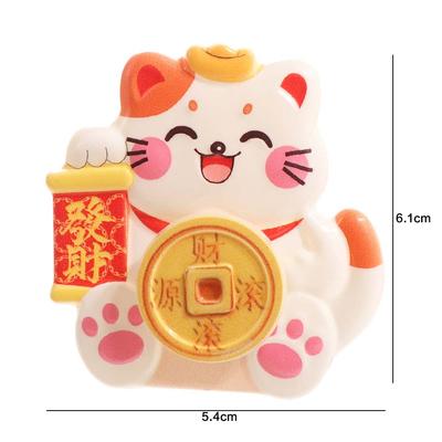 Pegatina Magnética Giratoria de Año Nuevo Dibujos Animados Reutilizable Imanes 3D para Nevera Lindo Gato de la Suerte Bendición Pegatina para Nevera