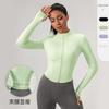 Womens Long Sleeve Zip-Up Yoga Top Compression Fit Quick Dry Sports Shirt Gym Running Fitness Workout