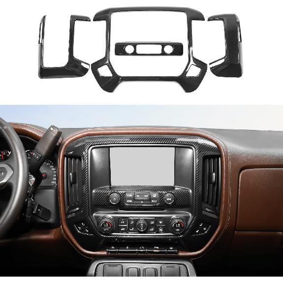 

Center Console Dashboard Panel Cover Trim Dash Panel Cover Compatible with Chevy Silverado GMC Sierra 2014-2017 Interior Accessories (4pcs/Set) углеродного волокна черного