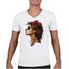 Sugar Skull Profile V-Neck T-shirt Dia De Los Muertos Skeleton Face Floral Tee