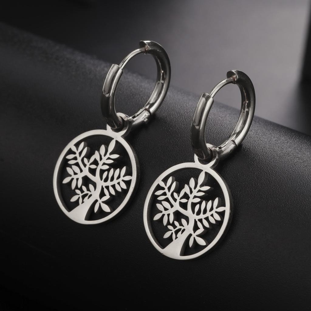 LIKGREAT Fashion 2026 Trend Tree of Life Earrings Silver Color Ear Hoops for Women Vintage Drop Earring Jewelry Amulet Gift