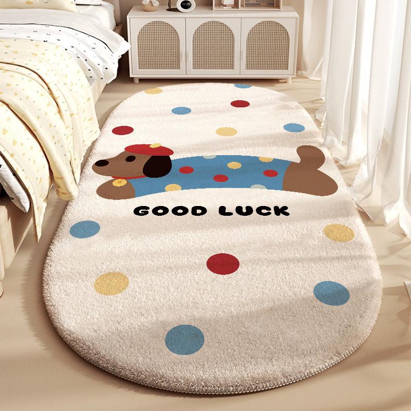 Tecknad Imitationskashmir Halkfri Fläckresistent Sängbordsmatta för Barn