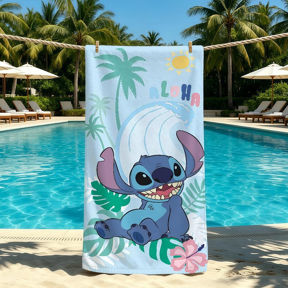 Cartoon S-Stitch-ES Cute Towel For Outdoor Camping Beach Towel Super Absorbent Quick-Drying Summer Towel