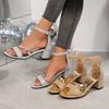 Women Sandals Summer Fashion Sexy Medium High Heel Outdoor Sandals Elegant Casual Comfortable Wedding Shoes for Women