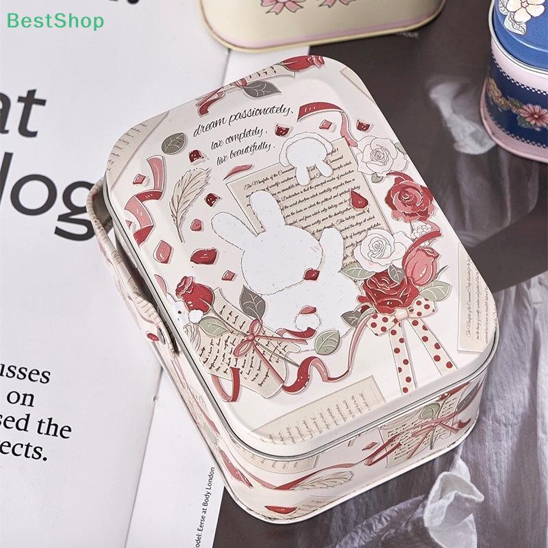 Tinplate Box Gift Packing Case Small Suitcase Storage Tin Metal Candy Cookie Box Sundries Organizer Cans