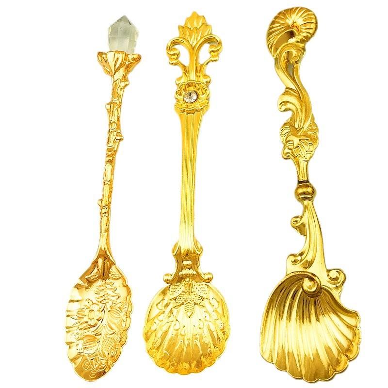 Kitchen Tableware High Quality Teaspoon Set Vintage Coffee Spoon Ergonomically Designed Spoon Set For Bar Dessert Table Coffee