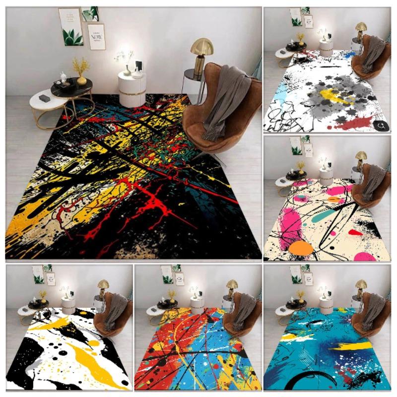 Retro Kunst Spritzerfarbe Stil Wohnzimmer Dekoration Rutschfester Teppich Waschbar Esszimmer Innen Balkonmatte Küchenbereich Teppich