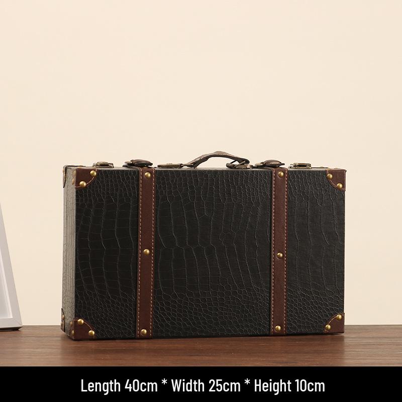 Vintage American Retro Leather-Wooden Suitcase Display and Photography Prop