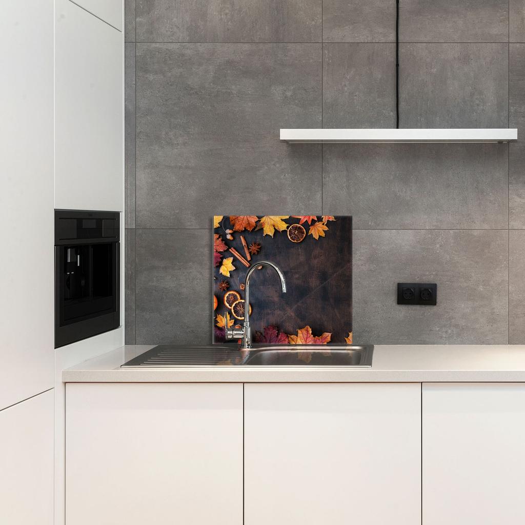 PANEL SZKLANY DO KUCHNI 65x60 Liście