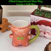 Lebkuchenmann Handbemalte Keramik-Kaffeebecher mit Geschenkbox Wasserbecher für Kaffee Tee Heiße Schokolade Weihnachtsgeschenk für Frau