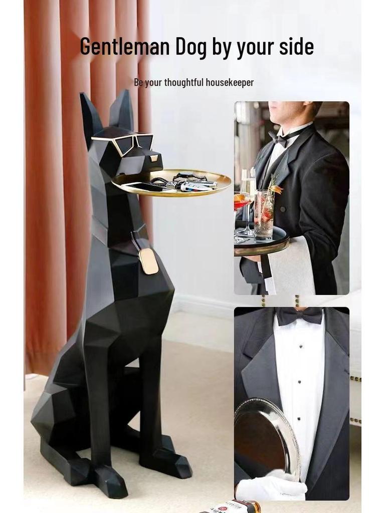 Nordycka Wysokiej Klasy Żywiczna Figurka Psa Dżentelmena Dekoracja Podłogowa