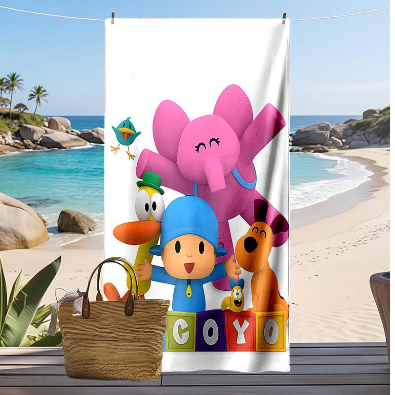 Pocoyo Aufdruck Schnelltrocknendes Strandtuch Super Saugfähiges Weiches Leichtes Badetuch für Pool Sommer Reisen