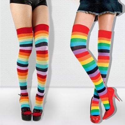 Women Socks Over Knee Light Blue Glitter Color Winter Fantastic For Party