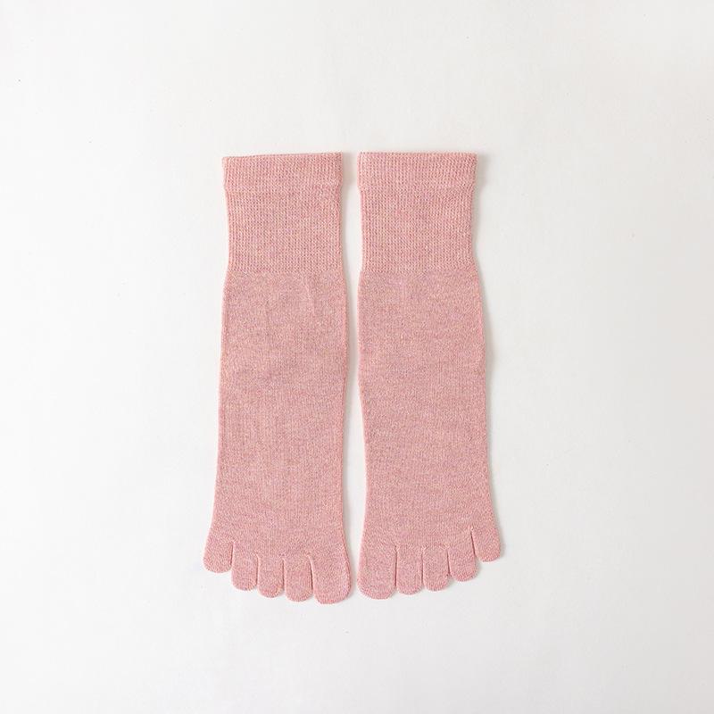 Unisex All-Season Cotton Split-Toe Five-Finger Socks - Breathable, Solid Color, Mid-Tube for Sports and Leisure.