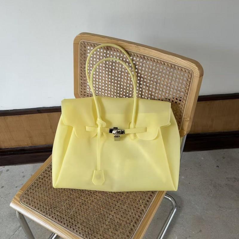 Borsa a Tote Trasparente in Gelatina PVC con Chiusura Borsa a Spalla Grande Capacità per Uso Quotidiano