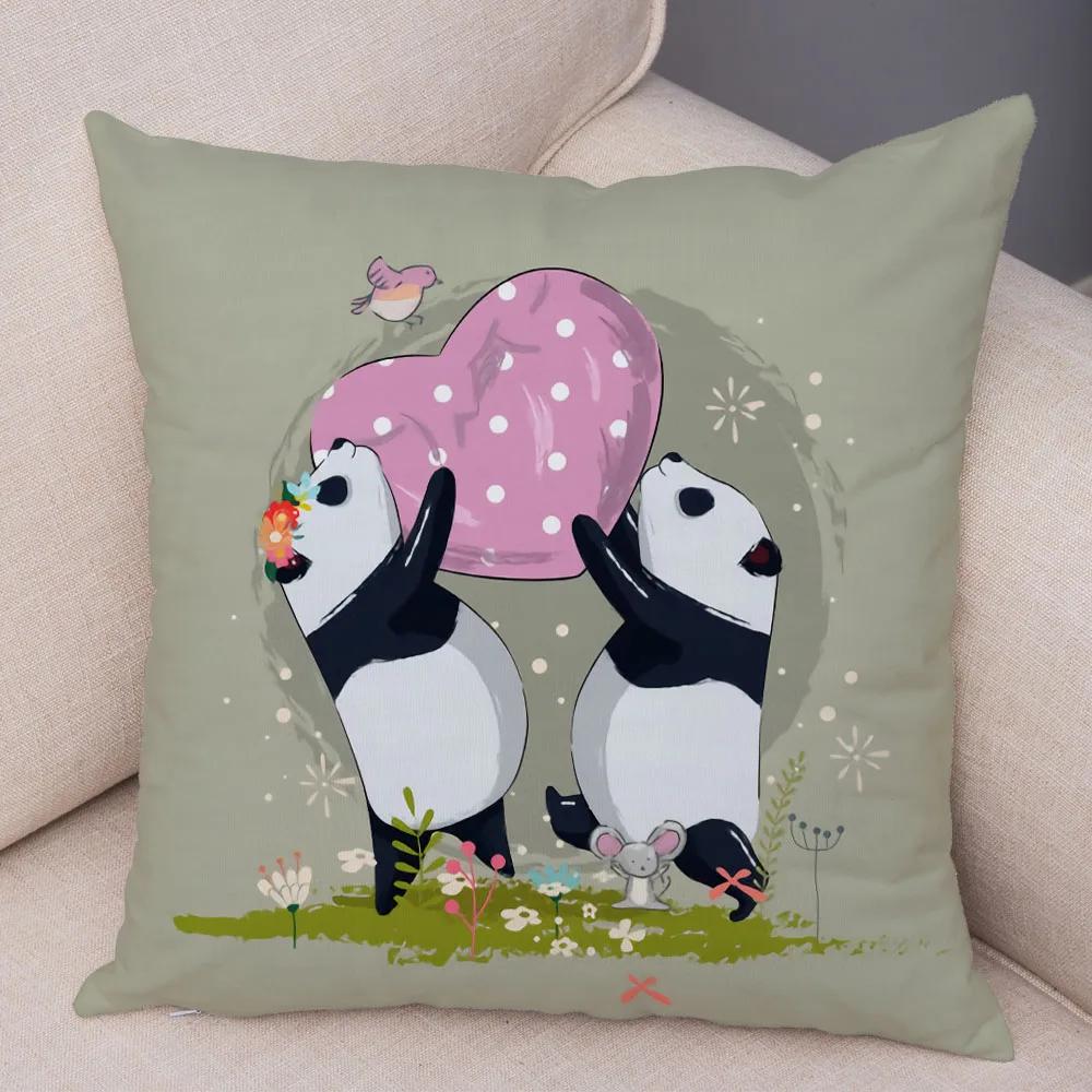 Home Decoration Colorful Cartoon Panda Bear Kids Sofa Car Pillow Cover Cute Animal Cushion Cover funda de almohada