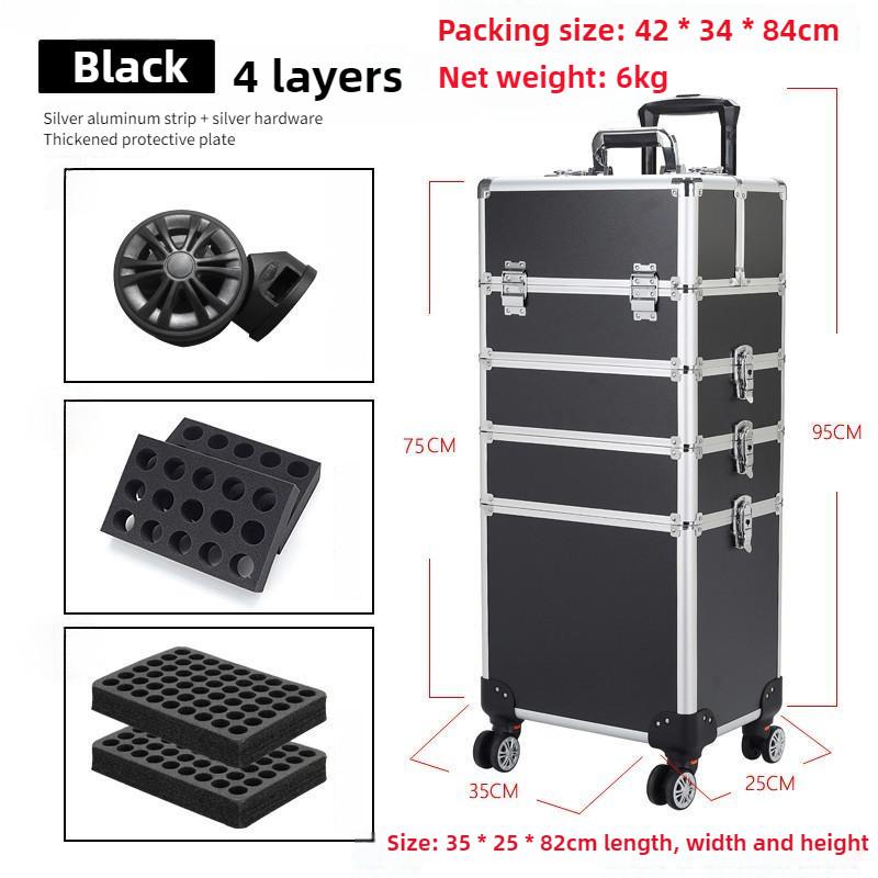 Large Capacity Cosmetic Case Trolley Portable Eyelash Nail Art and Tattoo Embroidery Toolbox Multi-layer Trolley Box