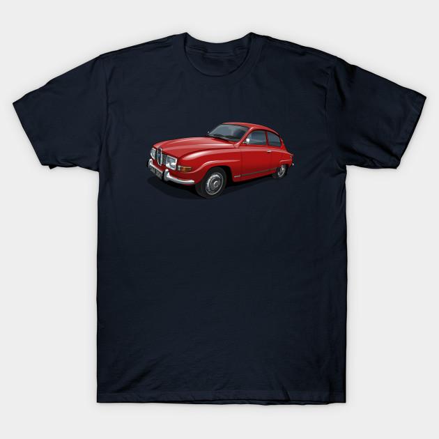 

Men Black Print T-shirt 1971 Saab 96 Saloon In Solar Red No-Cut Transfer Paper Print Cotton Tshirt S тёмно-синий