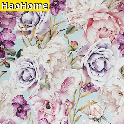 Purple Floral Self Adhesive Waterproof Kitchen Peel and Stick Wallpaper Backsplash Removable Contact Paper for Wall Home Decor