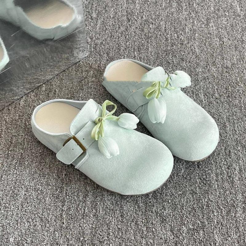 With skirt versatile bag head half drag women's shoes wear new summer one pedal