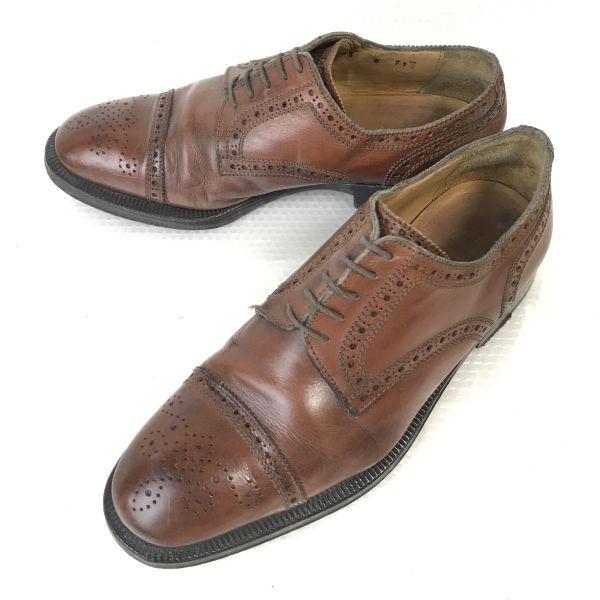 

MARIANO CAMPANILE/Vintage Leather Straight Tip Semi-Brogue Shoes/6/24.5-25.0/Brown/Business