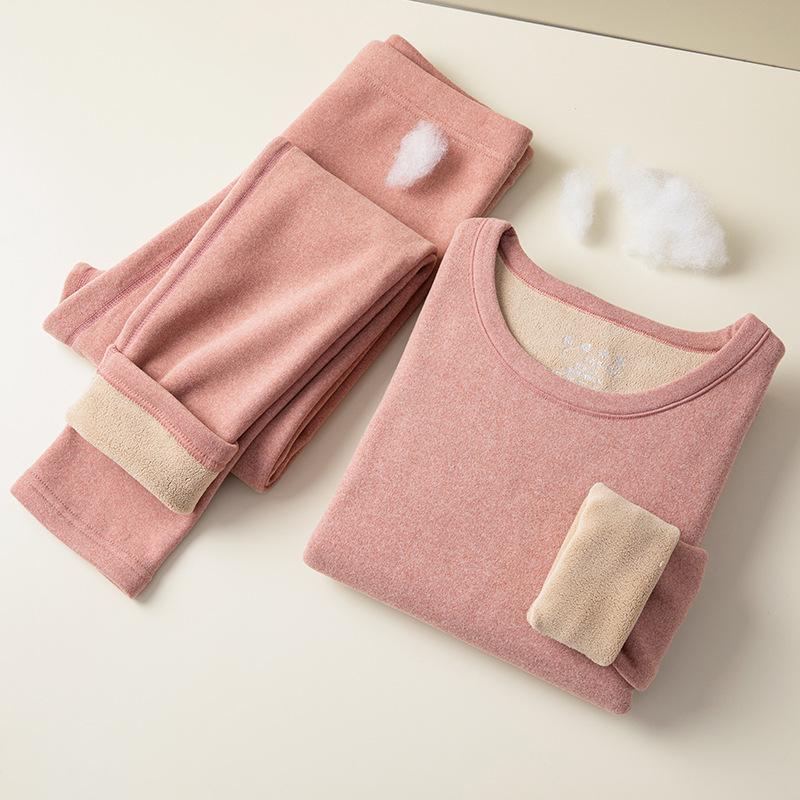 

Женский зимний термокомплект из флиса с бархатной подкладкой из овечьей шерсти: Бесшовное нижнее белье и базовый слой XL мальвовый