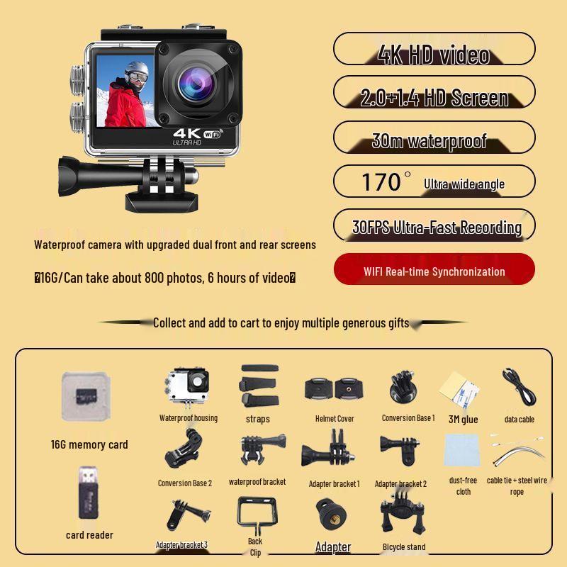 4K Waterproof 360° Panoramic Action Camera for Motorcycle & Fishing
