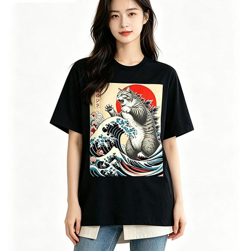 Summer Sport Jogging Cat Funny Cat Gifts For Women T-Shirt Unisex Cotton T Shirt O-neck Tops Tees Fashion Fitness T Shirt