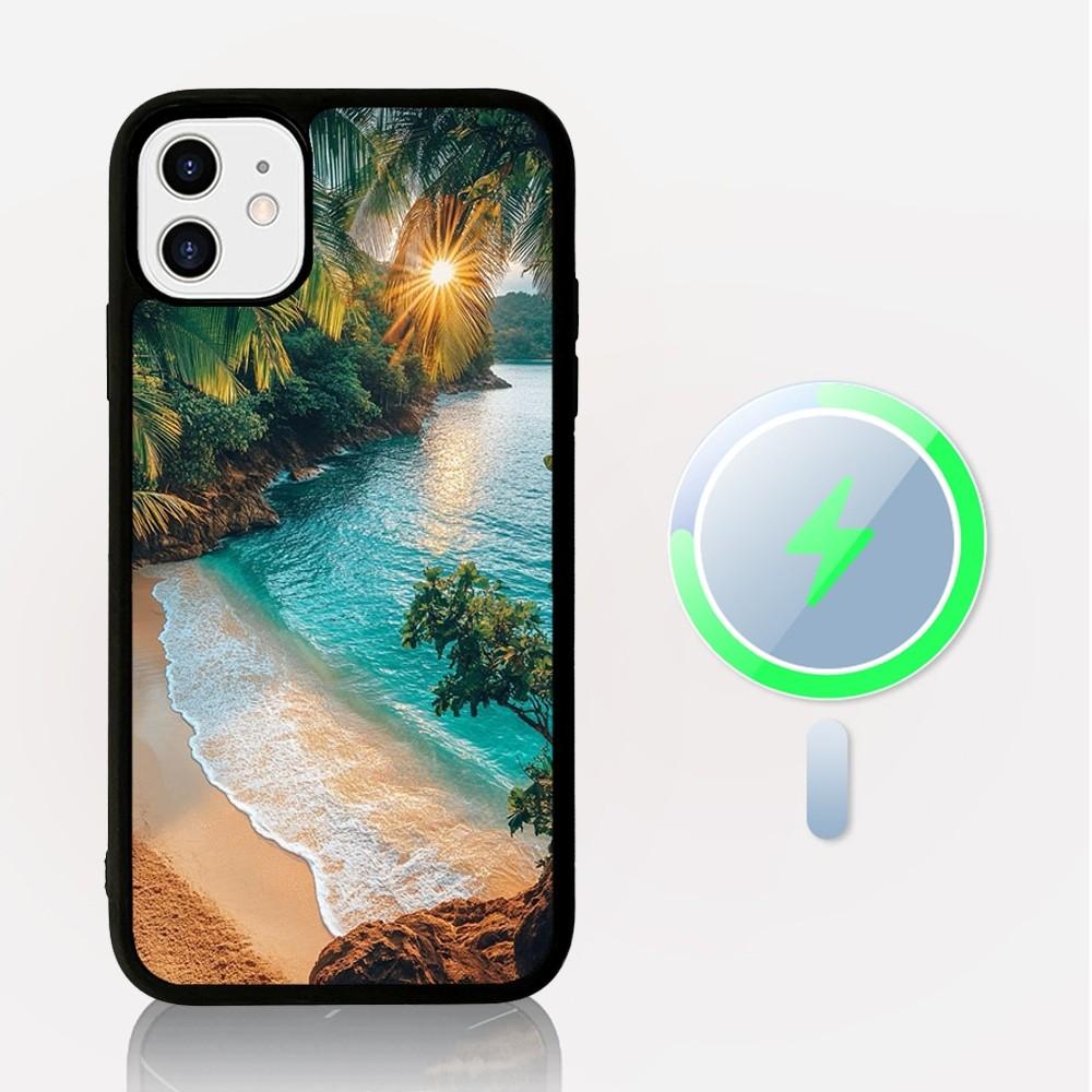 Sea Tropical Palm Trees Beach Phone Magnetic Case For IPhone 16 14 13 12 11 15 Pro Max Plus For Magsafe Wireless Charge Cover
