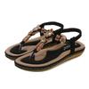 Bohemian Wood Bead Woven Plus Size Flat Women's Sandals for Summer 2025