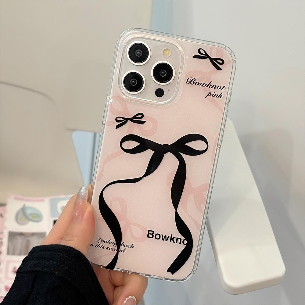 

Double Layer Sweet Cool Bow Bracket Mobile Phone Case 16 Suitable for 14 Apple 15 Promax Soft Iphone1311 12pro max(6.7)