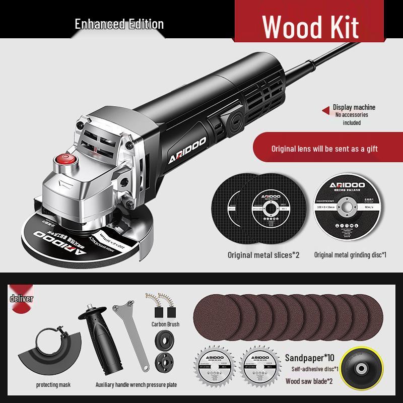 Deutscher Multifunktions-Winkelschleifer: Haushaltsschleifer, Polierer, Trennschleifer und Handschleifscheibe.