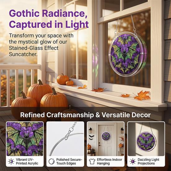 Xiaobudian Halloween Acrylic Puzzle Suncatcher Window Hanging,7.87 Inch Sun Catcher Decoration Ornament, Ideal for Gifting and Home Decor