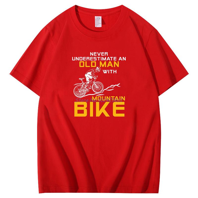 Mens Never Underestimate An Old Man With A Mountain Bike T Shirt Bicycle Cotton Summer Harajuku Short Sleeve Tshirt
