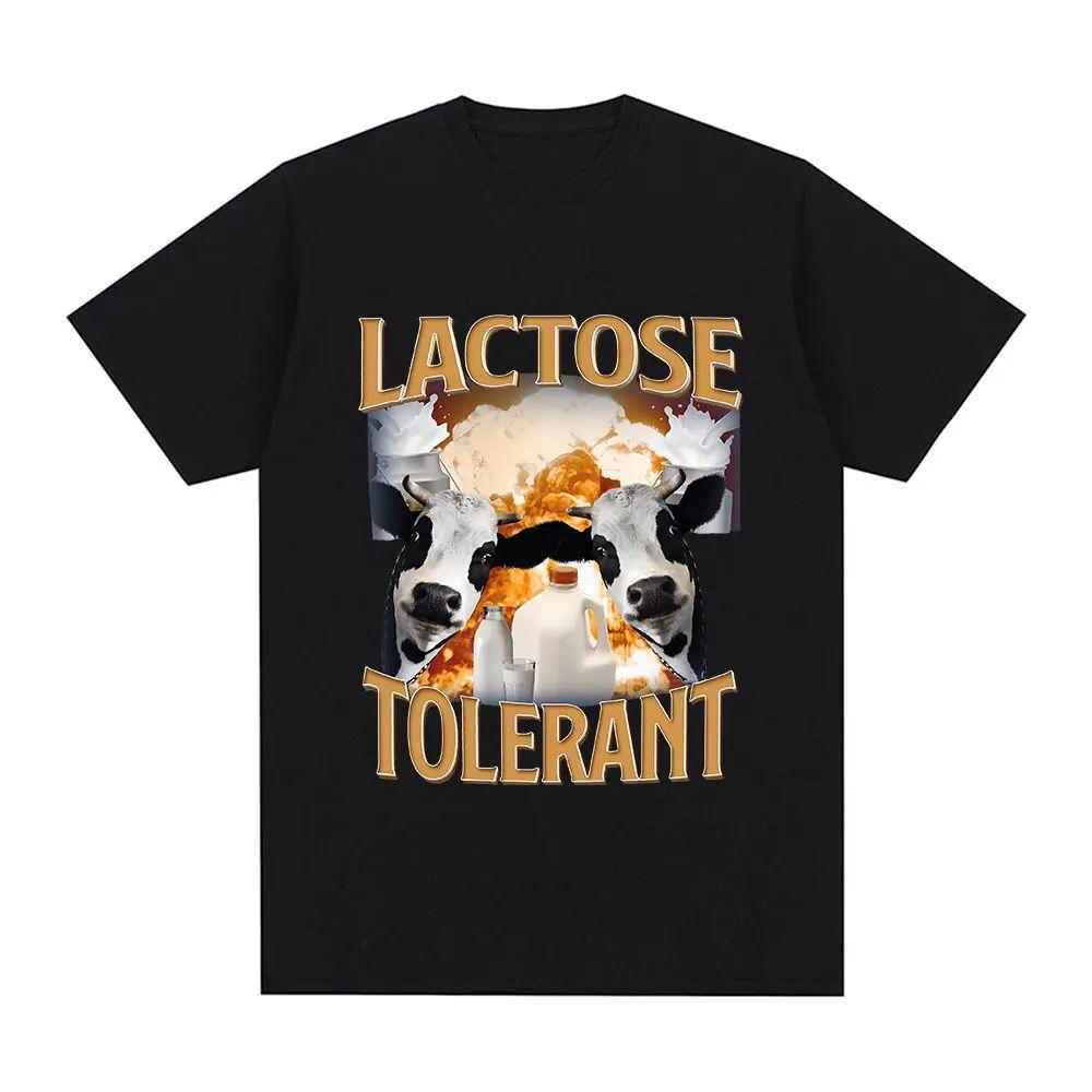 Lactose Tolerant Funny Meme Graphic T Shirt Milk Makes My Tummy Hurt T-shirt Fashion Vintage Hip Hop Short Sleeve T-shirt Unisex
