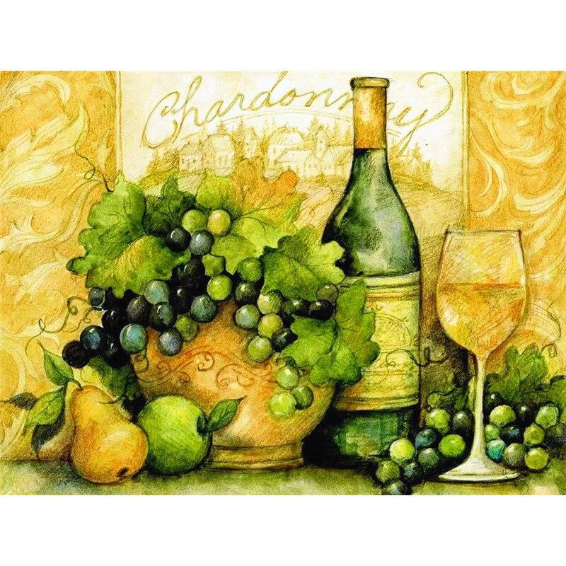 New 5D DIY Diamond Painting Wine Diamond Embroidery Fruit Cross Stitch Full Round Drill Crafts Home Decor Manual Art Gift