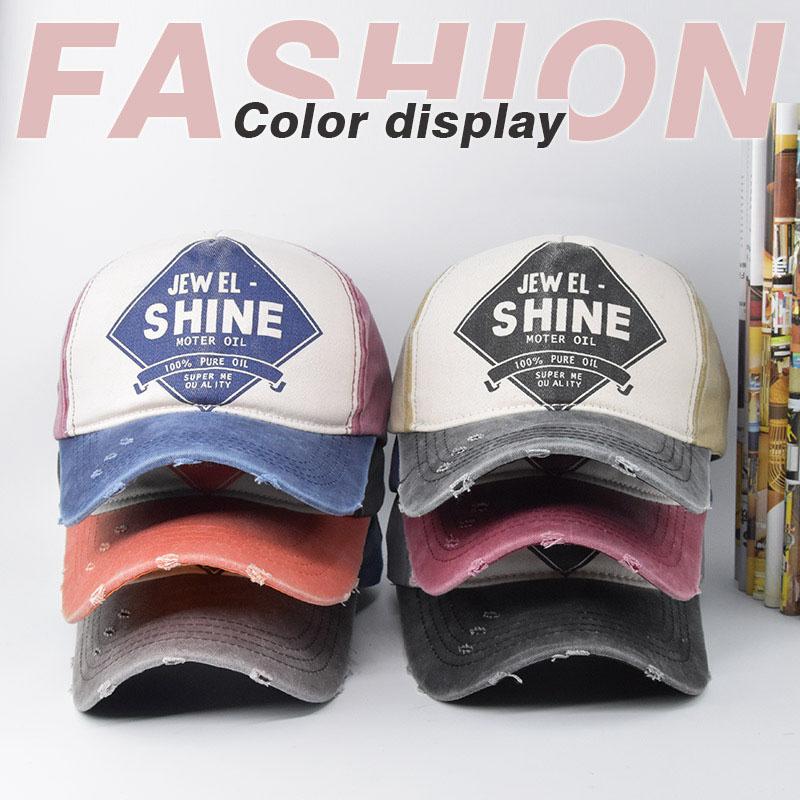 Fashion Patchwork Baseball Hat for Men Women Washed Cotton Adjustable Sunshade Duck Tongue Cap Unisex Street Hip Hop Peaked Hat