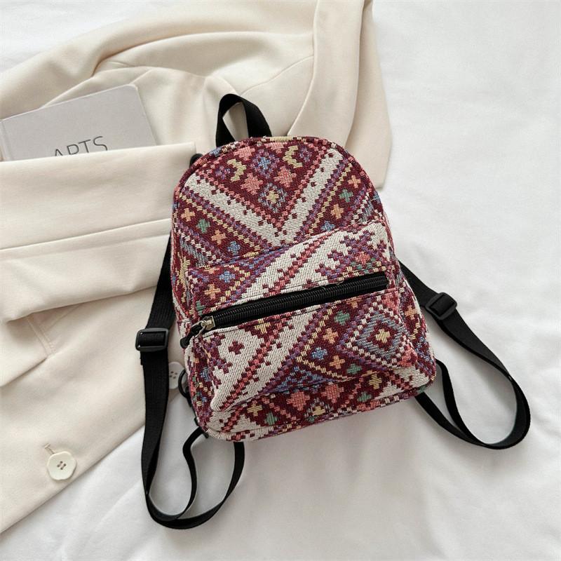 Stylish Vintage Ethnic Casual Backpack For Women With Soft Canvas Material And Trendy Design